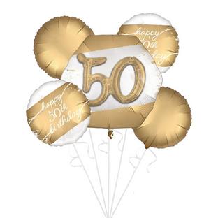 Golden Age 50th Birthday Foil Balloon Bouquet